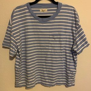Madewell blue and white pocket tee